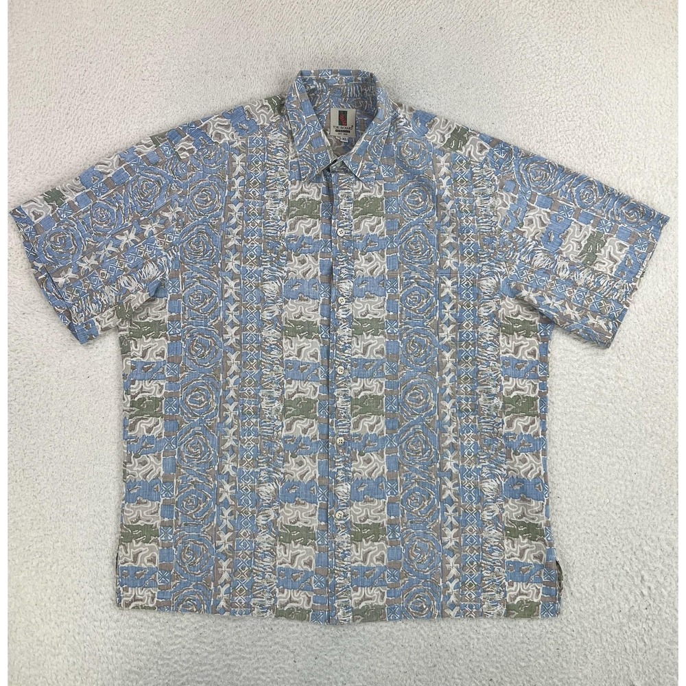 Tori Richard Shirt Mens XL Multicolor Geometric Short Sleeve Button Up Hawaiian